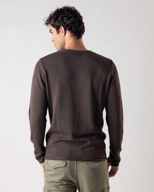 BLACK MEN'S KNITTED SWEATER 1D24FW6011LS1106