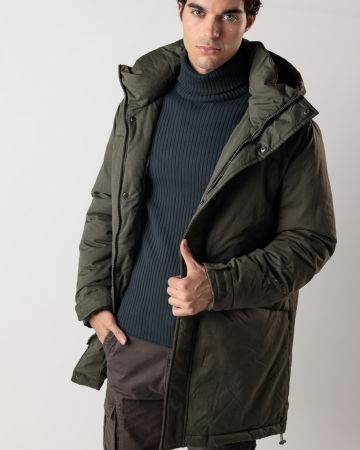 KHAKI MEN'S LONG COAT 1D24FW3015KA1600