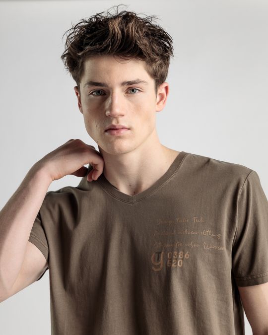 BROWN MEN'S T-SHIRT 1D25SS4036SS0106