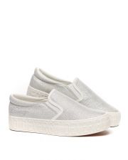 SILVER WOMEN'S SLIP-ON SHOES - HELIA EMBROIDERY