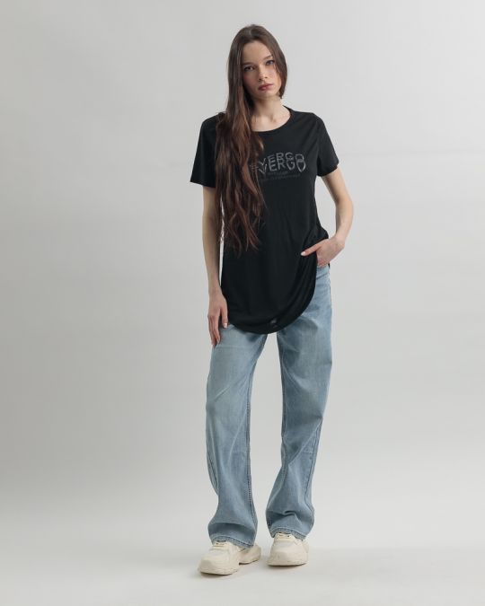 BLACK WOMEN'S T-SHIRT 2D25SS4565SS3805