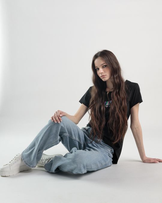 BLACK WOMEN'S T-SHIRT 2D25SS4551SS0205