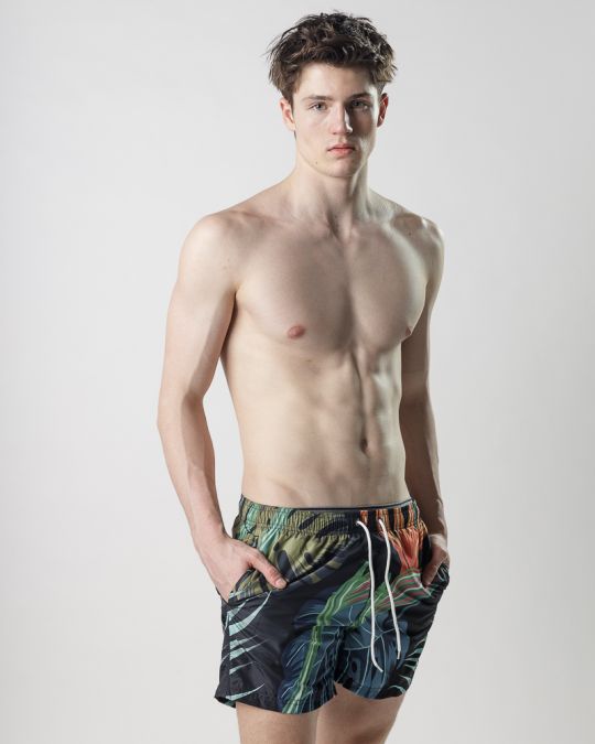 BLACK MEN'S BEACH SHORTS 1D25SS1057SP6000