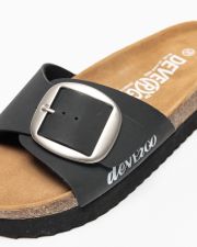 BLACK WOMEN'S SLIDES - GAIA BUCKLE