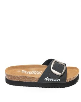 BLACK WOMEN'S SLIDES - GAIA BUCKLE DE25SS2549BU PT