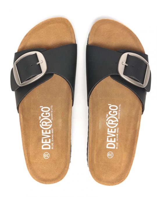 BLACK WOMEN'S SLIDES - GAIA BUCKLE DE25SS2549BU PT