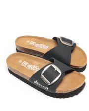 BLACK WOMEN'S SLIDES - GAIA BUCKLE
