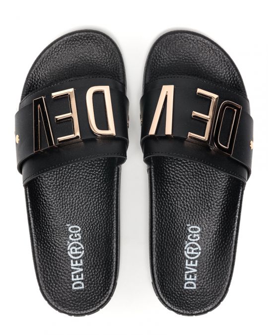 BLACK WOMEN'S SLIDES - CARAVELLA LETTERS DE25SS2526LT SY