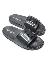 BLACK WOMEN'S SLIDES - CARAVELLA LETTERS