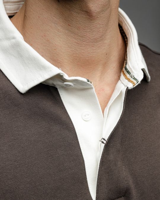 BROWN MEN'S LONG SLEEVE POLO SHIRT 1D25FW4010LS0104