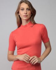 CORAL WOMEN'S SHORT SLEEVE TURTLENECK T-SHIRT