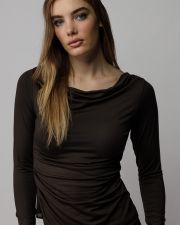 BROWN WOMEN'S LONG SLEEVE T-SHIRT