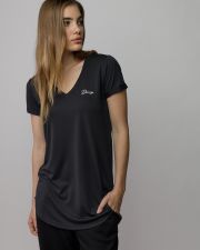 BLACK WOMEN'S V-NECK SHORT SLEEVE T-SHIRT