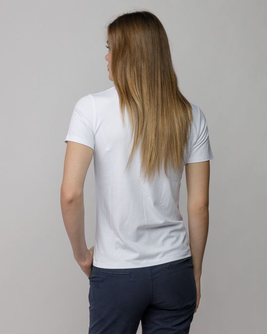 WHITE WOMEN'S V-NECK SHORT SLEEVE T-SHIRT 2D25FW4514SS0205