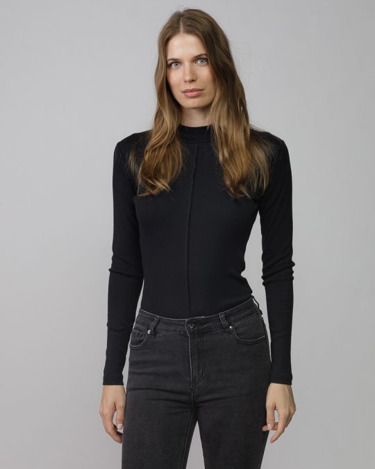 BLACK WOMEN'S LONG SLEEVE TURTLENECK T-SHIRT 2D25FW4546LS3305
