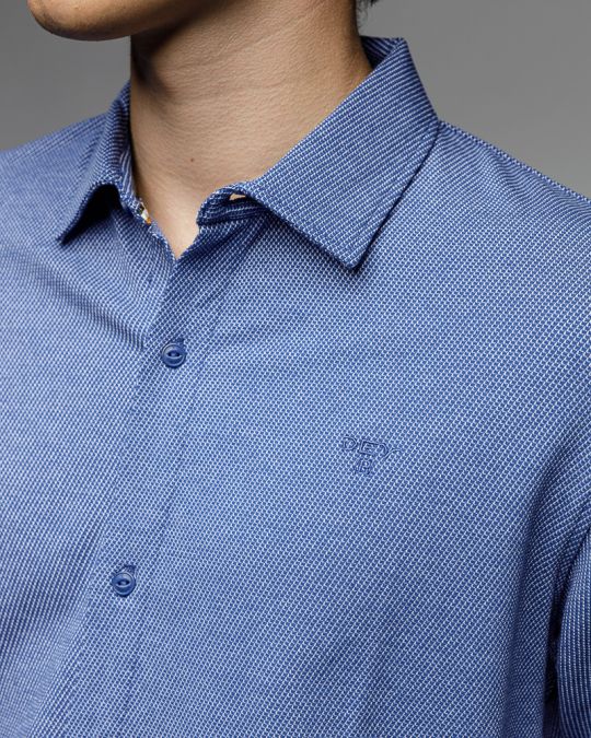 BLUE MEN'S PIQUE SHIRT 1D25FW5004LS2405