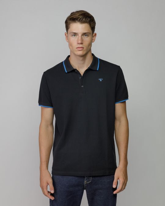 BLACK MEN'S SHORT SLEEVE POLO SHIRT 1D25FW4053SS2405