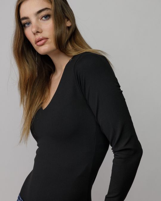 BLACK WOMEN'S LONG SLEEVE BODYSUIT 2D25FW4565BD0205