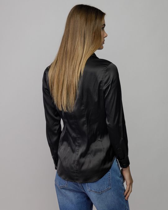 BLACK WOMEN'S SATIN SHIRT 2D25FW5502LS1305