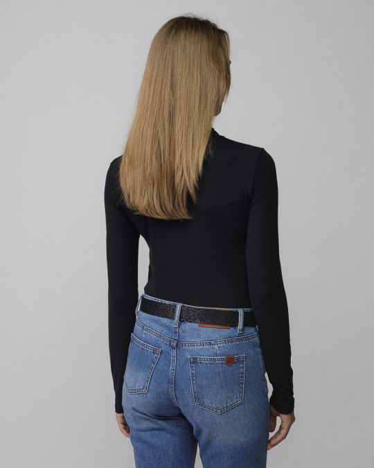 BLACK WOMEN'S LONG SLEEVE TURTLENECK T-SHIRT 2D25FW4543LS0204