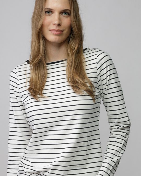 WHITE WOMEN'S STRIPED LONG SLEEVE T-SHIRT 2D25FW4534LS0205