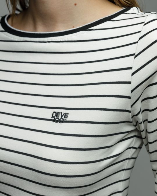 WHITE WOMEN'S STRIPED LONG SLEEVE T-SHIRT 2D25FW4534LS0205