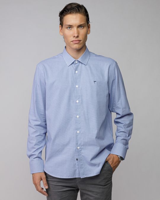 BLUE MEN'S COTTON SHIRT 1D25FW5007LS1301