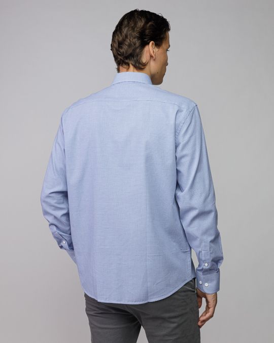 BLUE MEN'S COTTON SHIRT 1D25FW5007LS1301