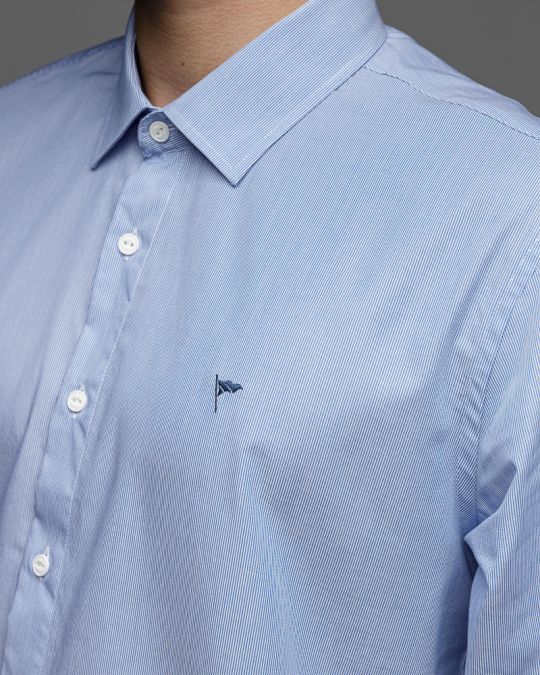 BLUE MEN'S COTTON SHIRT 1D25FW5007LS1301
