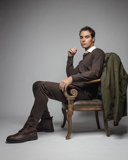 BROWN MEN'S LONG SLEEVE POLO SHIRT 1D25FW4010LS0104