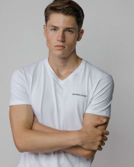 WHITE MEN'S V-NECK SHORT SLEEVE T-SHIRT 1D25FW4041SS0205