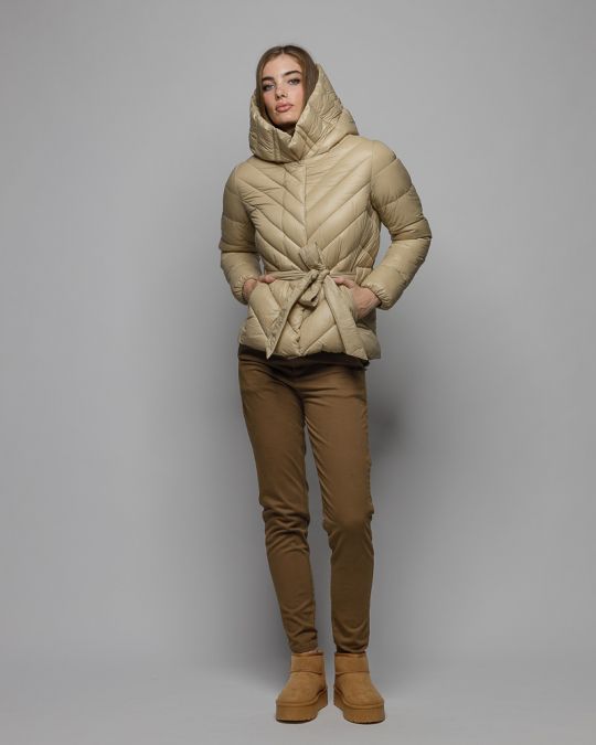 BEIGE WOMEN'S SHORT COAT 2D25FW3574KA1600