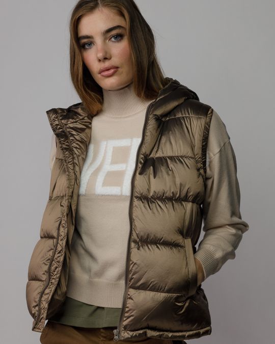 GREY WOMEN'S HOODED VEST 2D25FW7523SL1600