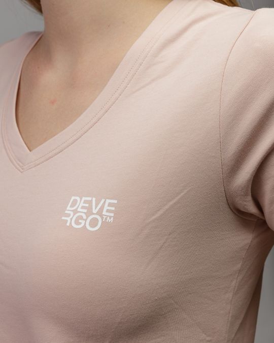 PINK WOMEN'S V-NECK SHORT SLEEVE T-SHIRT 2D25FW4514SS0205