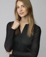 BLACK WOMEN'S SHIRT WITH TRANSPARENT SLEEVES