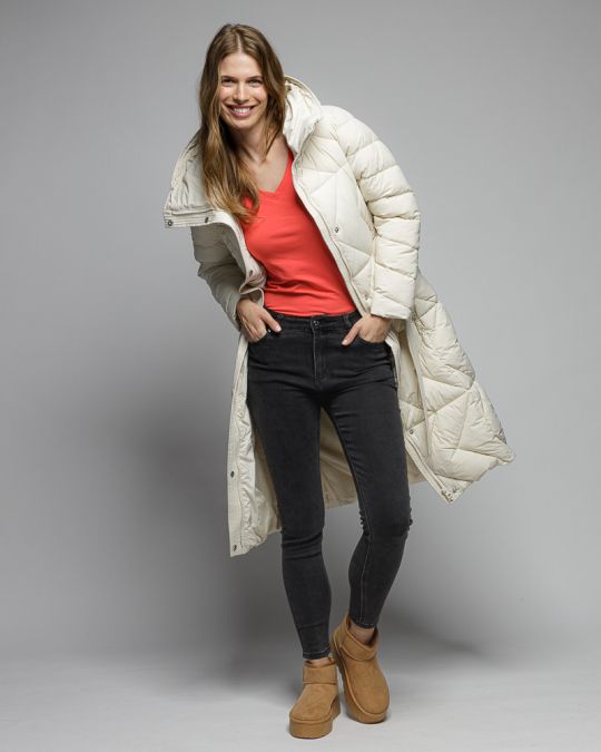 BEIGE WOMEN'S LONG WINTER COAT 2D25FW3577KA1600