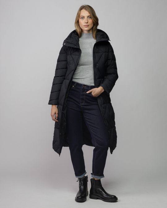 BLACK WOMEN'S LONG WINTER COAT 2D25FW3577KA1600