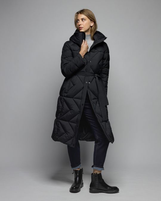 BLACK WOMEN'S LONG WINTER COAT 2D25FW3577KA1600