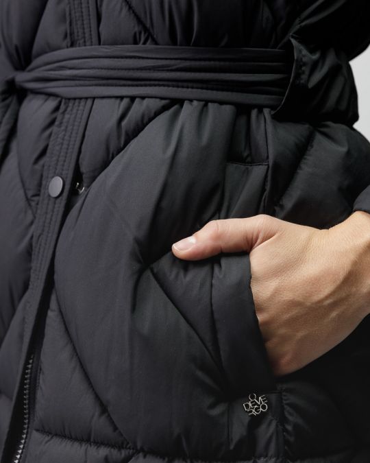 BLACK WOMEN'S LONG WINTER COAT 2D25FW3577KA1600