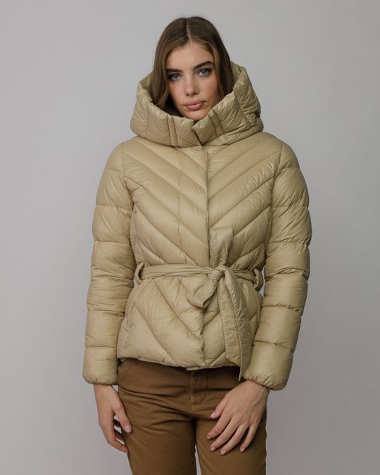 BEIGE WOMEN'S SHORT COAT 2D25FW3574KA1600