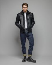 BLACK MEN'S VEGAN LEATHER COAT