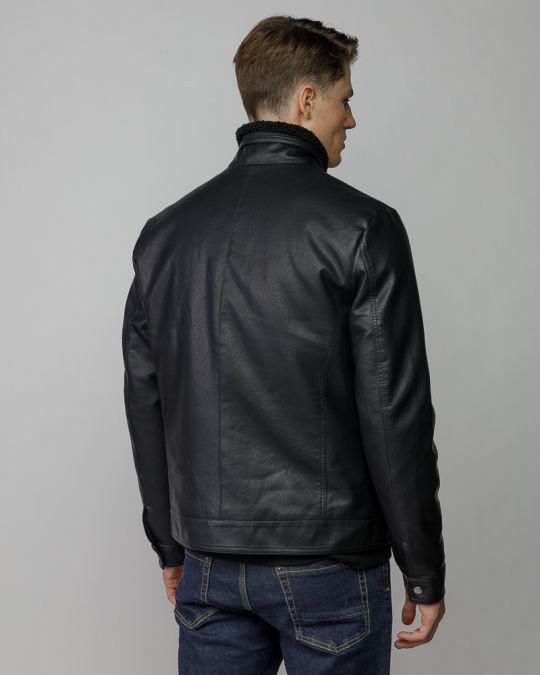 BLACK MEN'S VEGAN LEATHER COAT 1D25FW3023KA9000