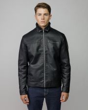 BLACK MEN'S VEGAN LEATHER COAT