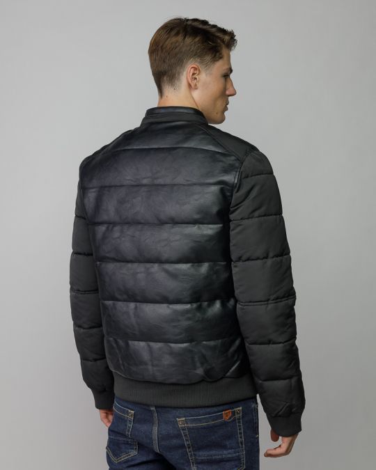BLACK MEN'S VEGAN LEATHER COAT 1D25FW3022KA9000
