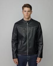 BLACK MEN'S VEGAN LEATHER COAT