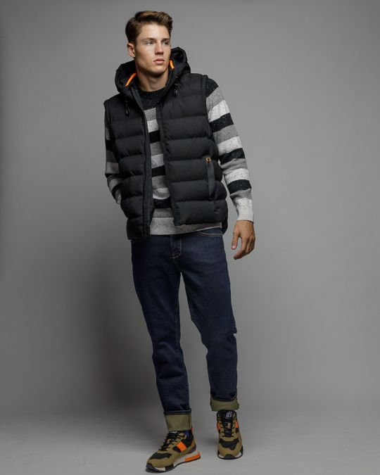 BLACK MEN'S HOODED VEST 1D25FW7070SL1600