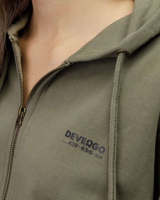 KHAKI WOMEN'S HOODED ZIP SWEATER 2D25FW4590KA0705