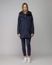 BLUE WOMEN'S HOODED TRANSITIONAL COAT