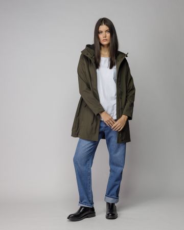 KHAKI WOMEN'S HOODED TRANSITIONAL COAT 2D25FW7583KA1200