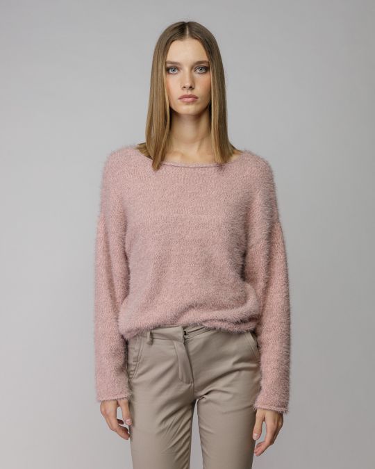 MULTICOLOR WOMEN'S FUZZY KNITTED SWEATER 2D25FW6532LS1101